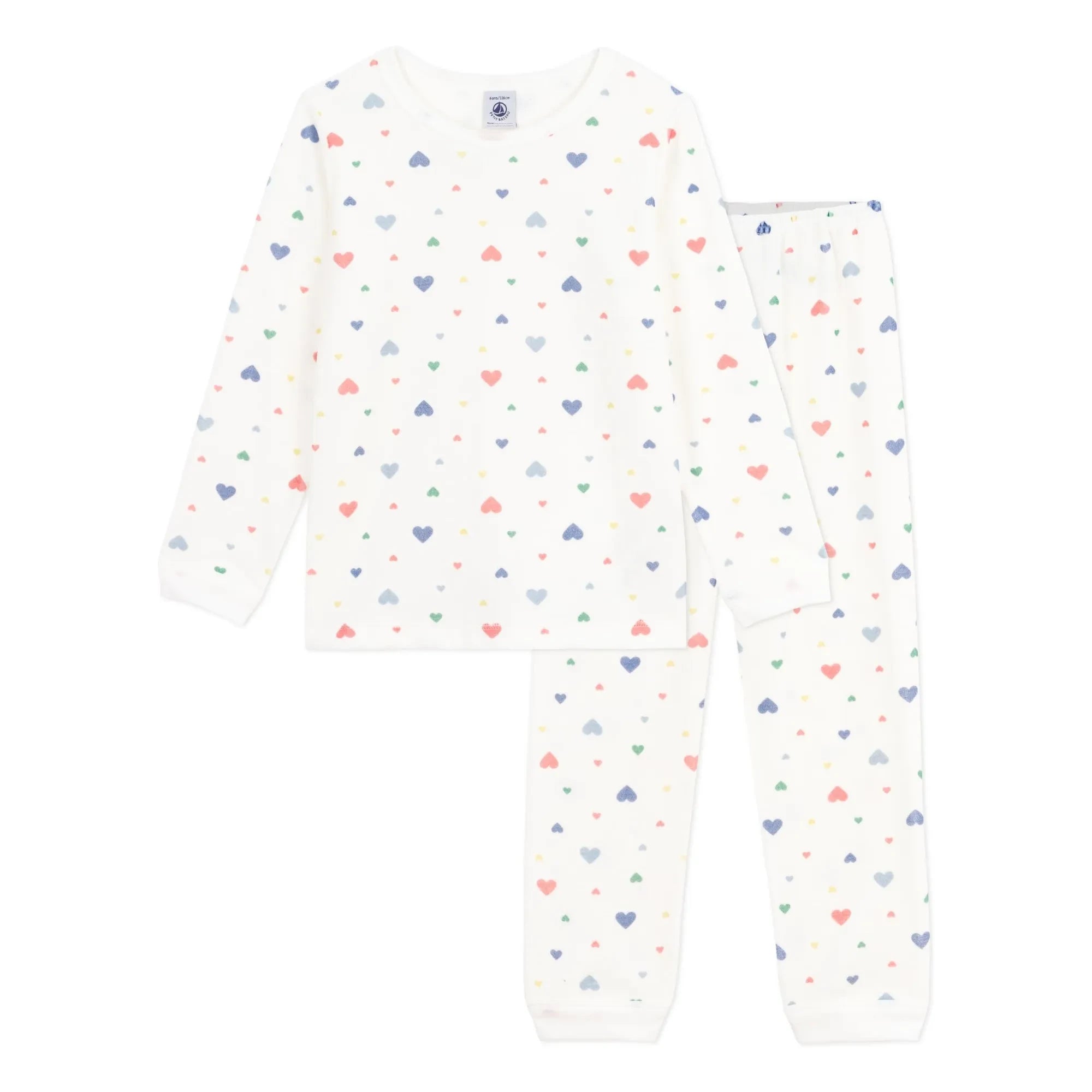 Petit Bateau - Conjunto de Pijama de Corazones de Algodón Orgánico | Blanco