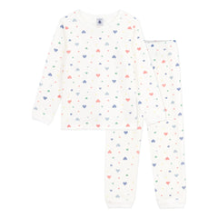 Petit Bateau - Conjunto de Pijama de Corazones de Algodón Orgánico | Blanco