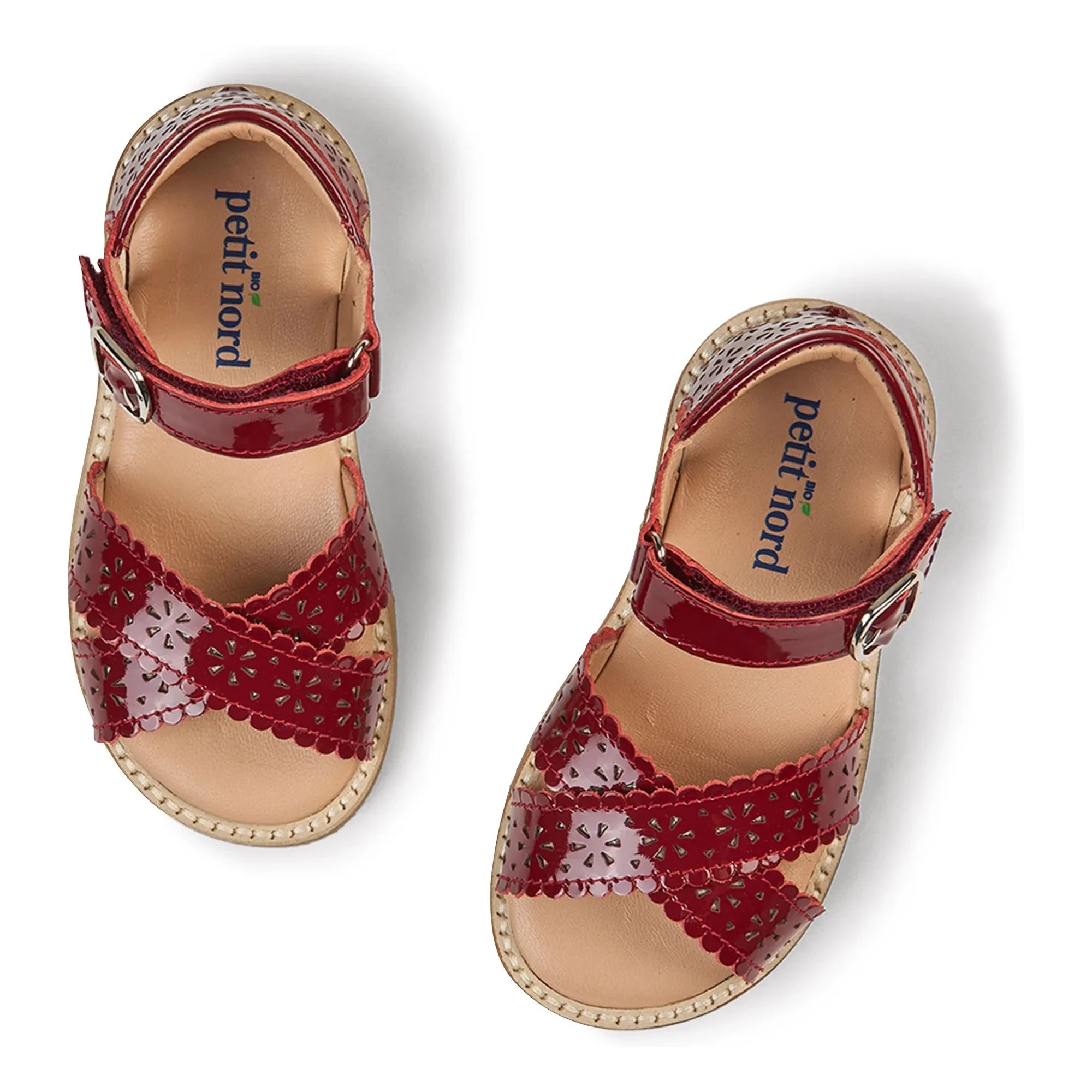 Petit Nord - Sandalias Scallop Flower | Rojo cereza