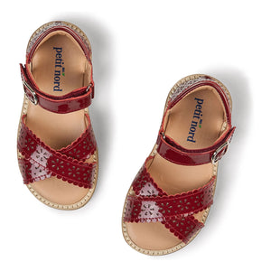 Petit Nord - Sandalias Scallop Flower | Rojo cereza