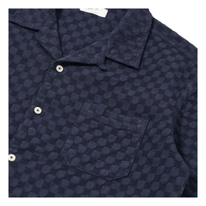 Universal Works - Camisa Road Dot Waffle | Azul marino