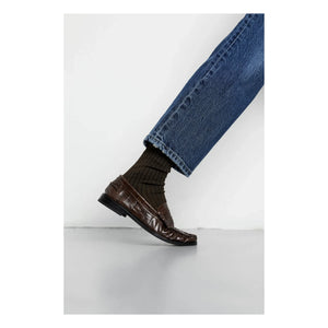 Augusta - Zapatos Loafer Estampado Cocodrilo | Chocolate