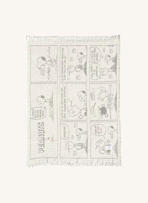 Maison Deux - Maison Deux x Peanuts | Manta de algodón impresa en blanco con diseño de béisbol