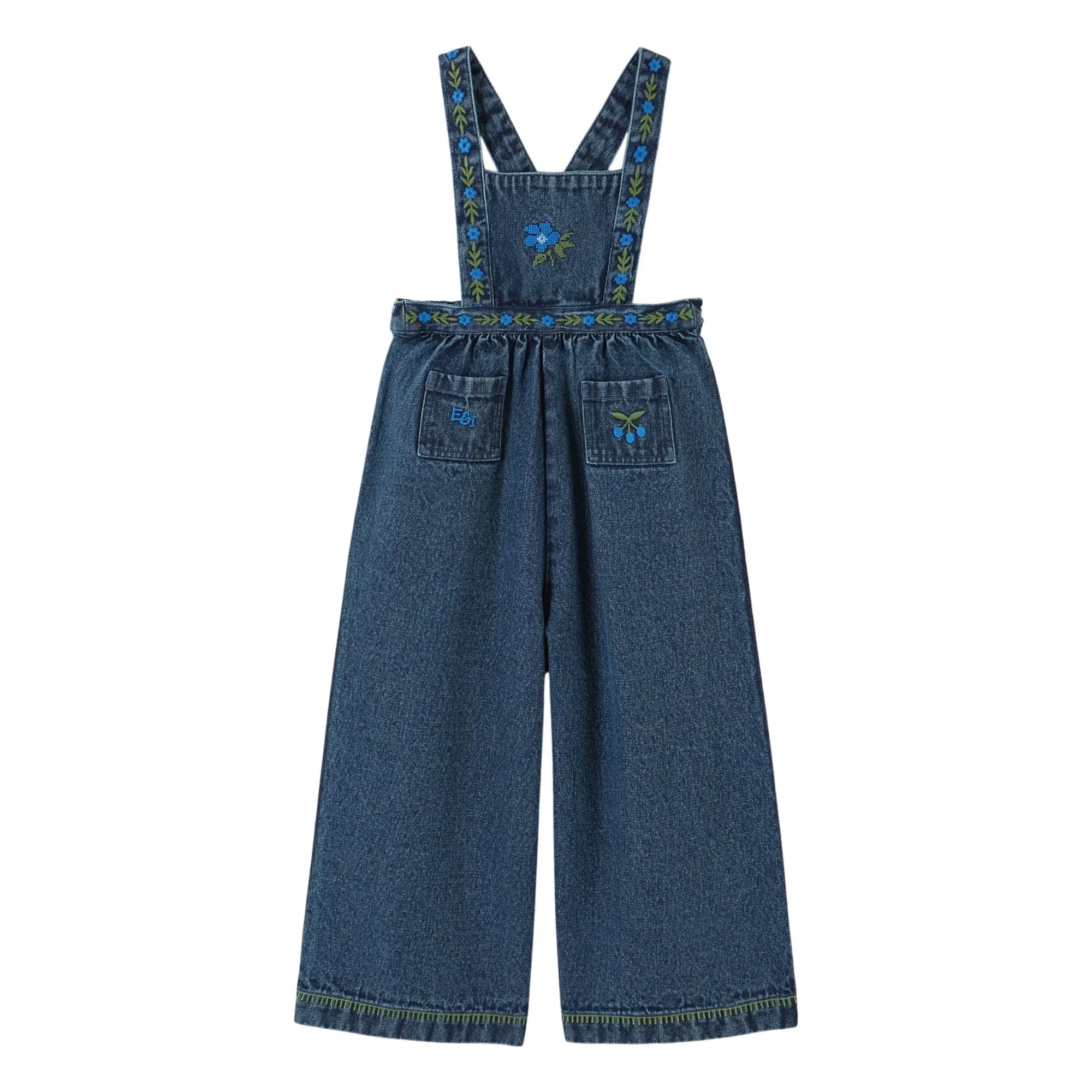Emile et Ida - Nakışlı Denim Salopet | Koyu Mavi