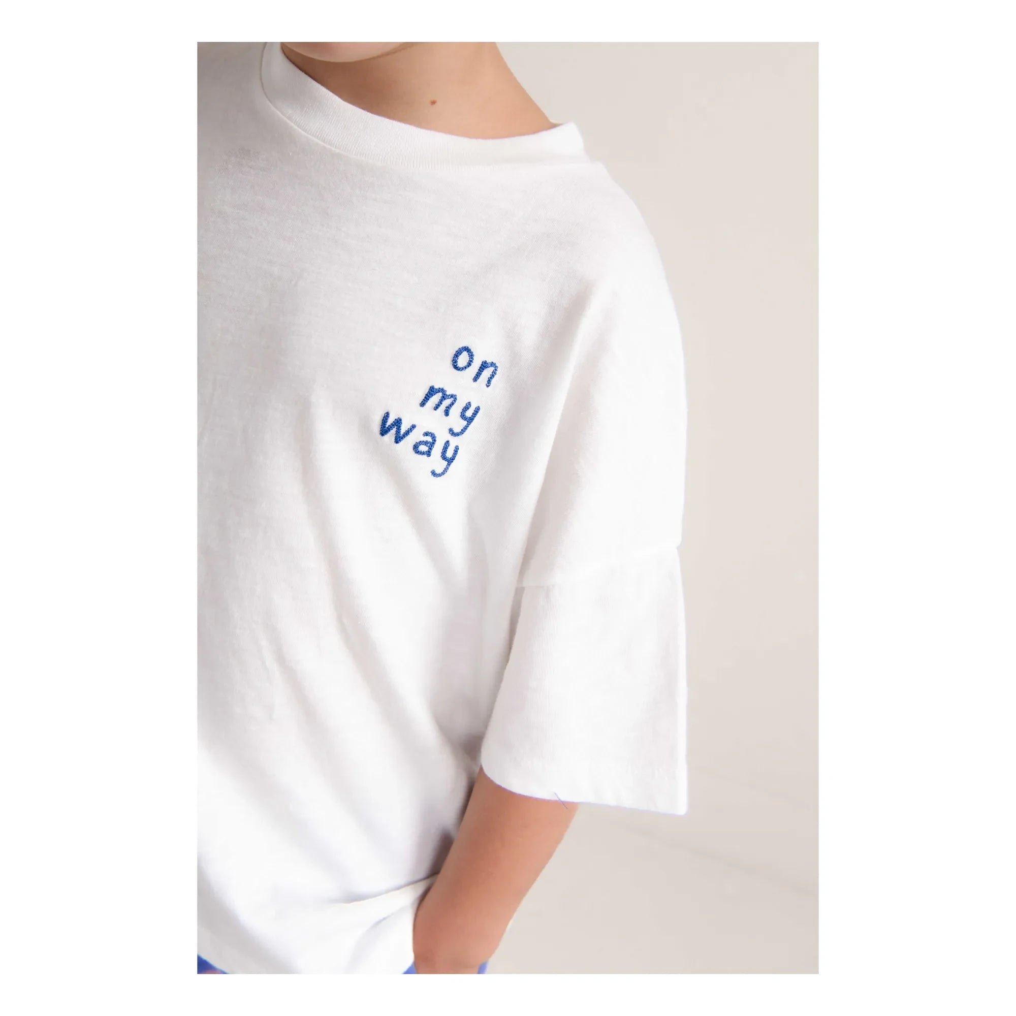 Jenest - Camiseta Ancha de Algodón Orgánico "I'm On My Way" | Blanca