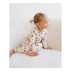Quincy Mae - Pijama de bambú con cerezas | Beige