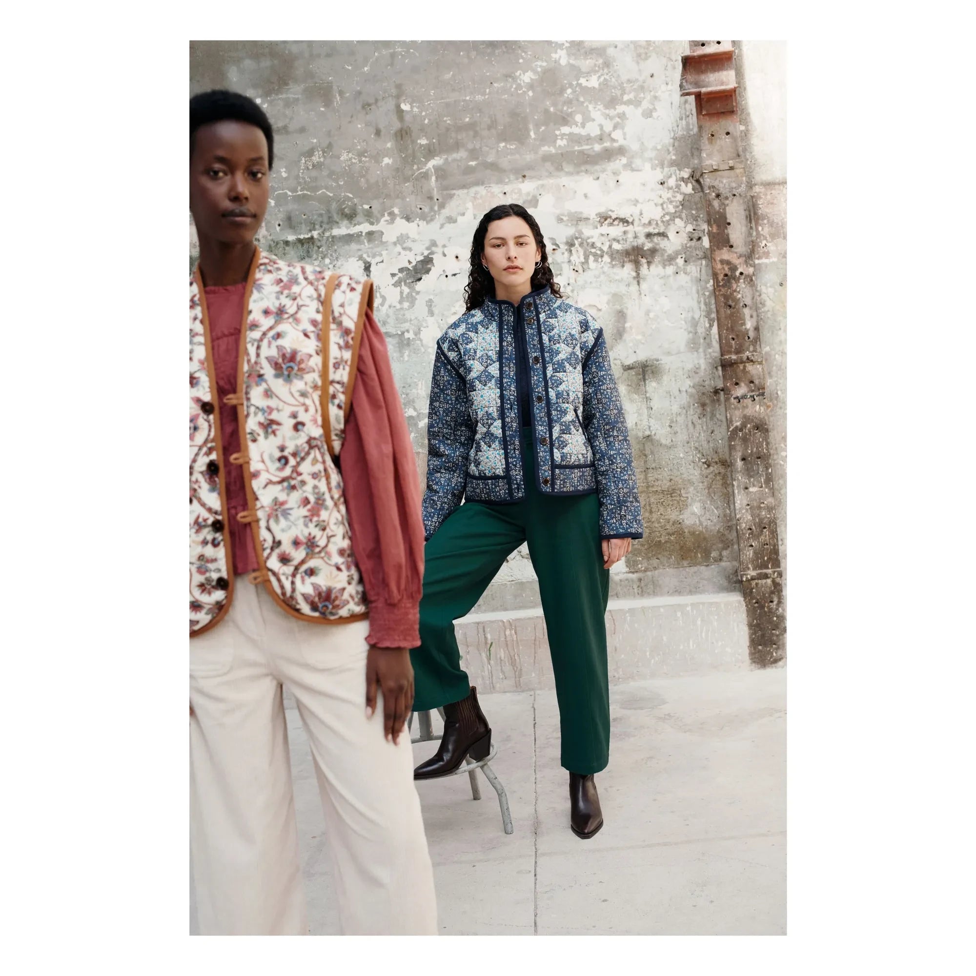 Louise Misha - Omotayo Midnight Star Patchwork Organik Pamuk Ceket - Kadın Koleksiyonu | Mavi