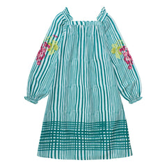 Maison Mangostan - Vestido a Rayas con Mangas Abullonadas | Verde