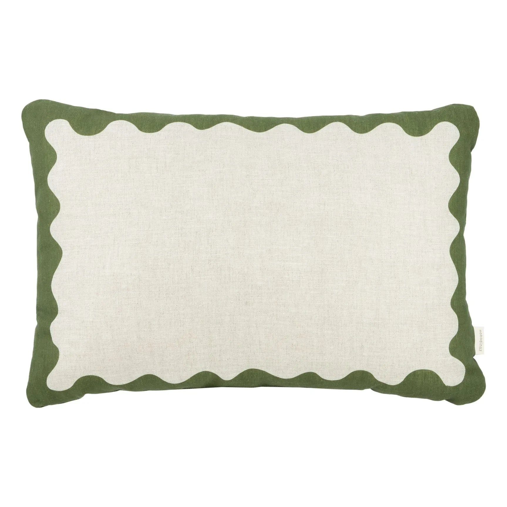Nobodinoz - Cojín rectangular Vibes - Lino francés | Verde