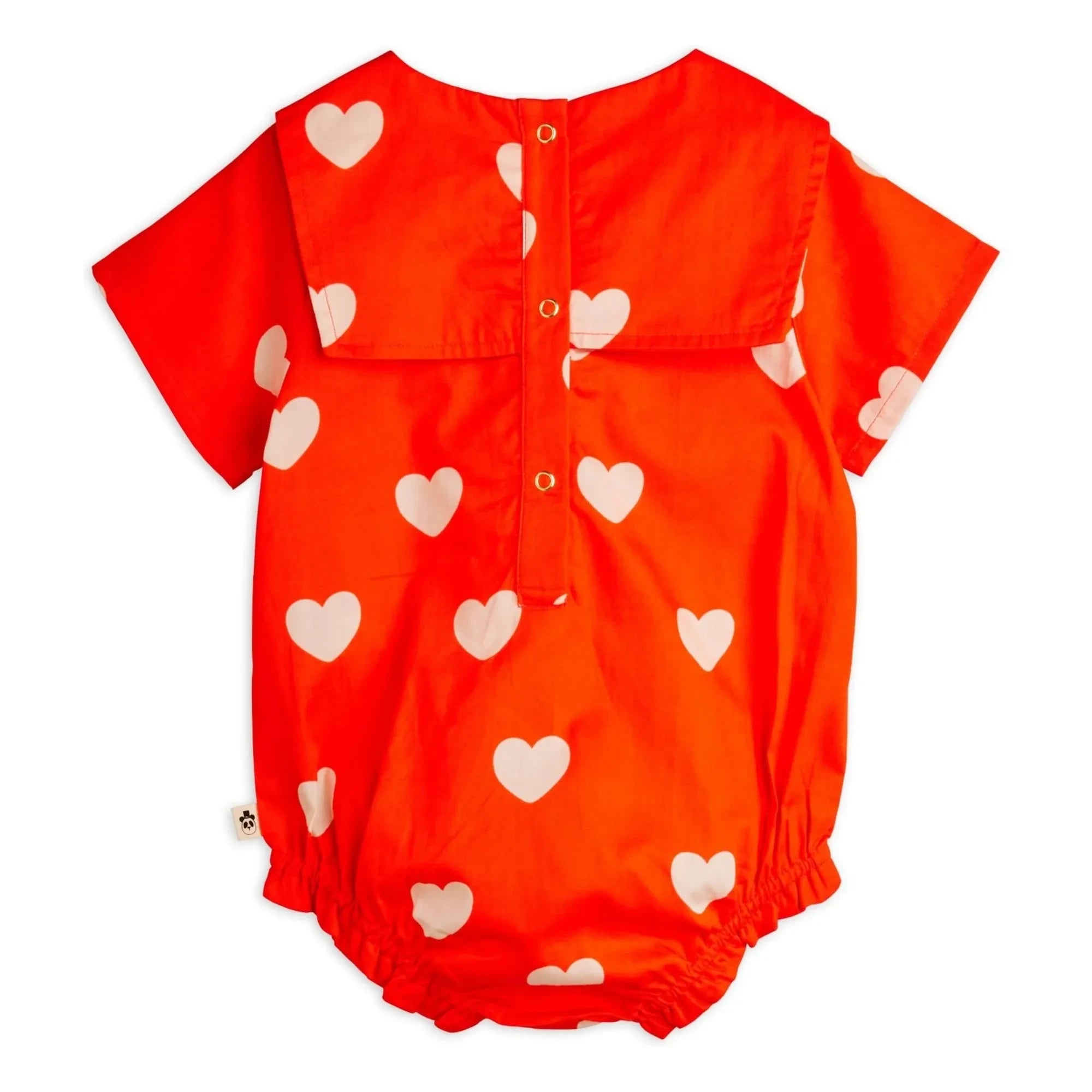 Mini Rodini - Mono de algodón orgánico con corazones | Rojo
