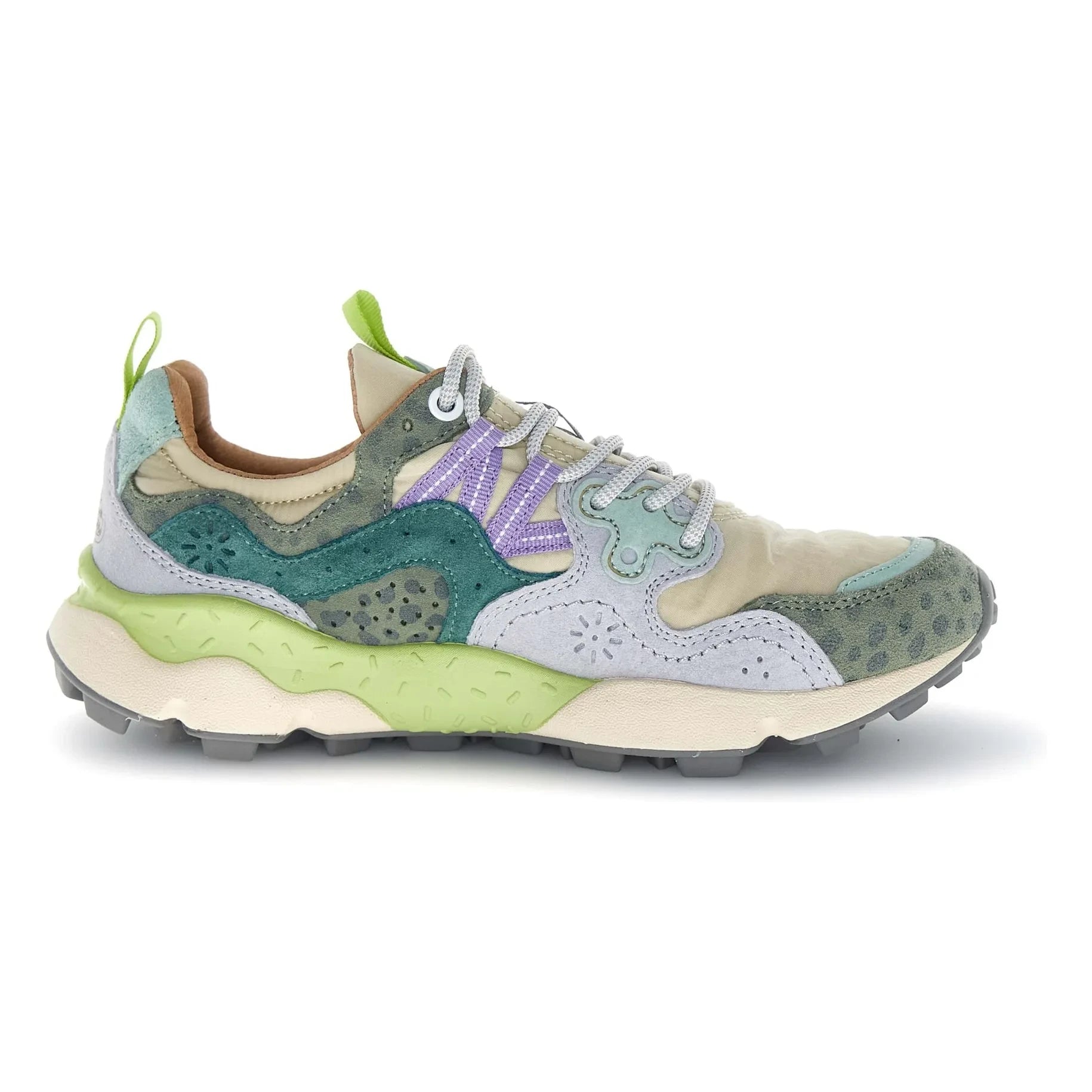 Flower Mountain - Yamano 3 Deportivas de ante y nailon con estampado de leopardo | Gris Azul