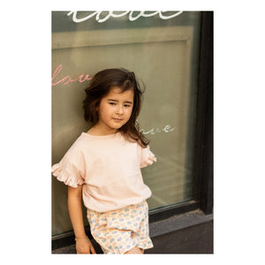 Louis Louise - Shorts con Volantes Astrée Felpa Corazones | Rosa Empolvado