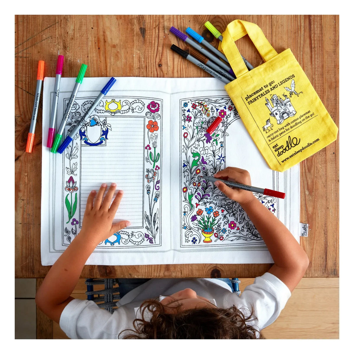 EatSleepDoodle - Mantel Individual para Colorear Cuento de Hadas
