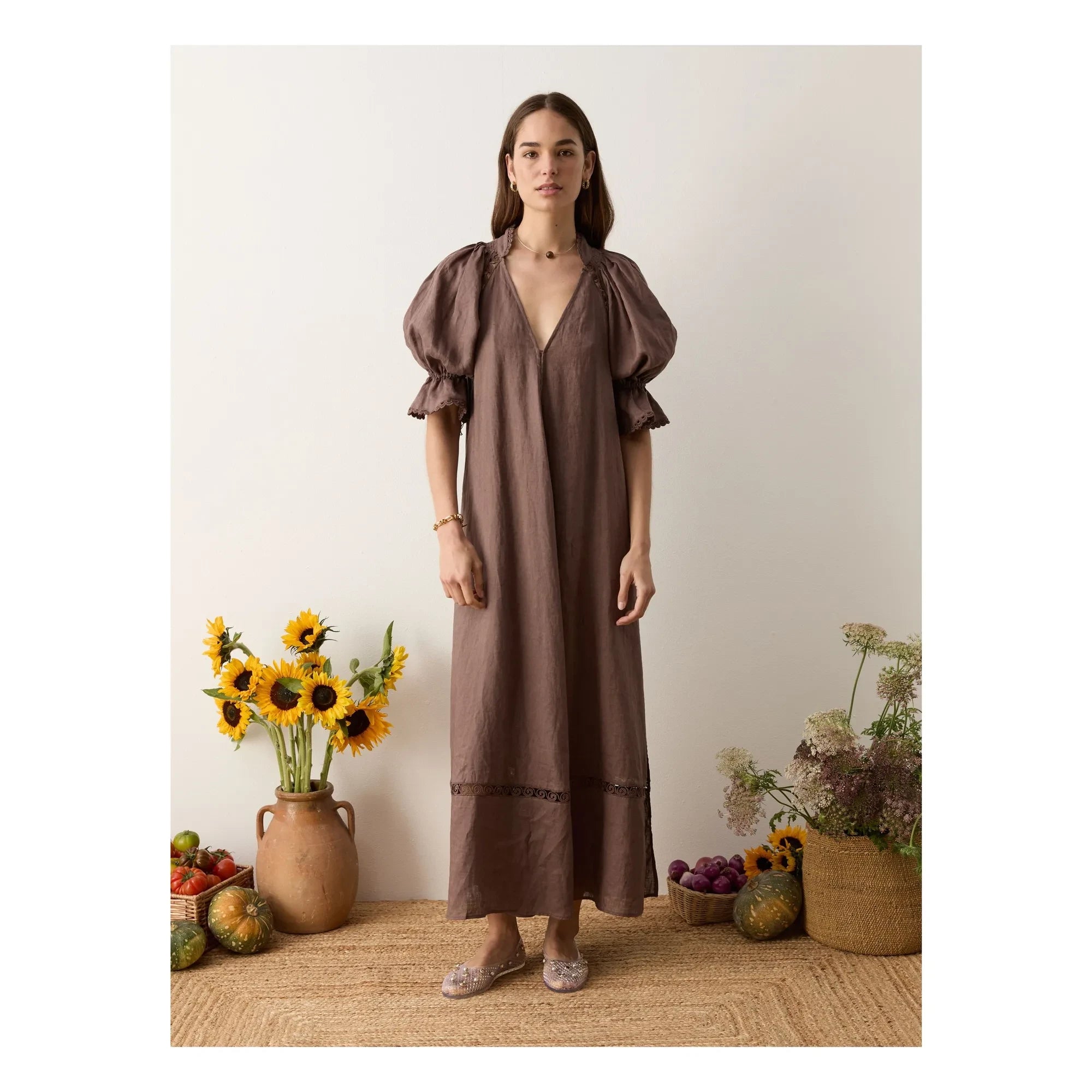 Boteh - Vestido de lino Myra | Mocha