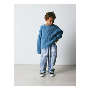 brunobruno nation - Pantalones a cuadros de algodón orgánico Dora | Azul