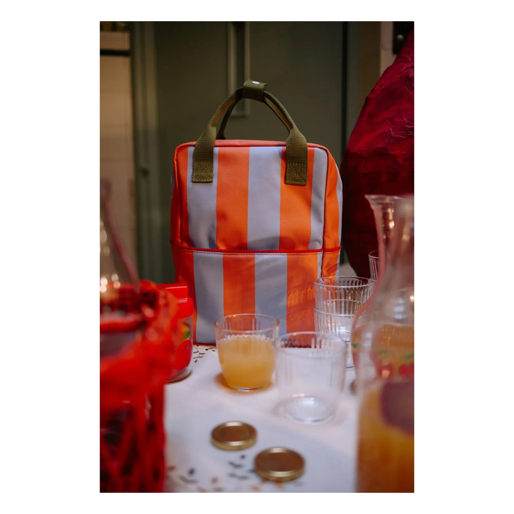 Sticky Lemon - Mochila grande a rayas | Rojo