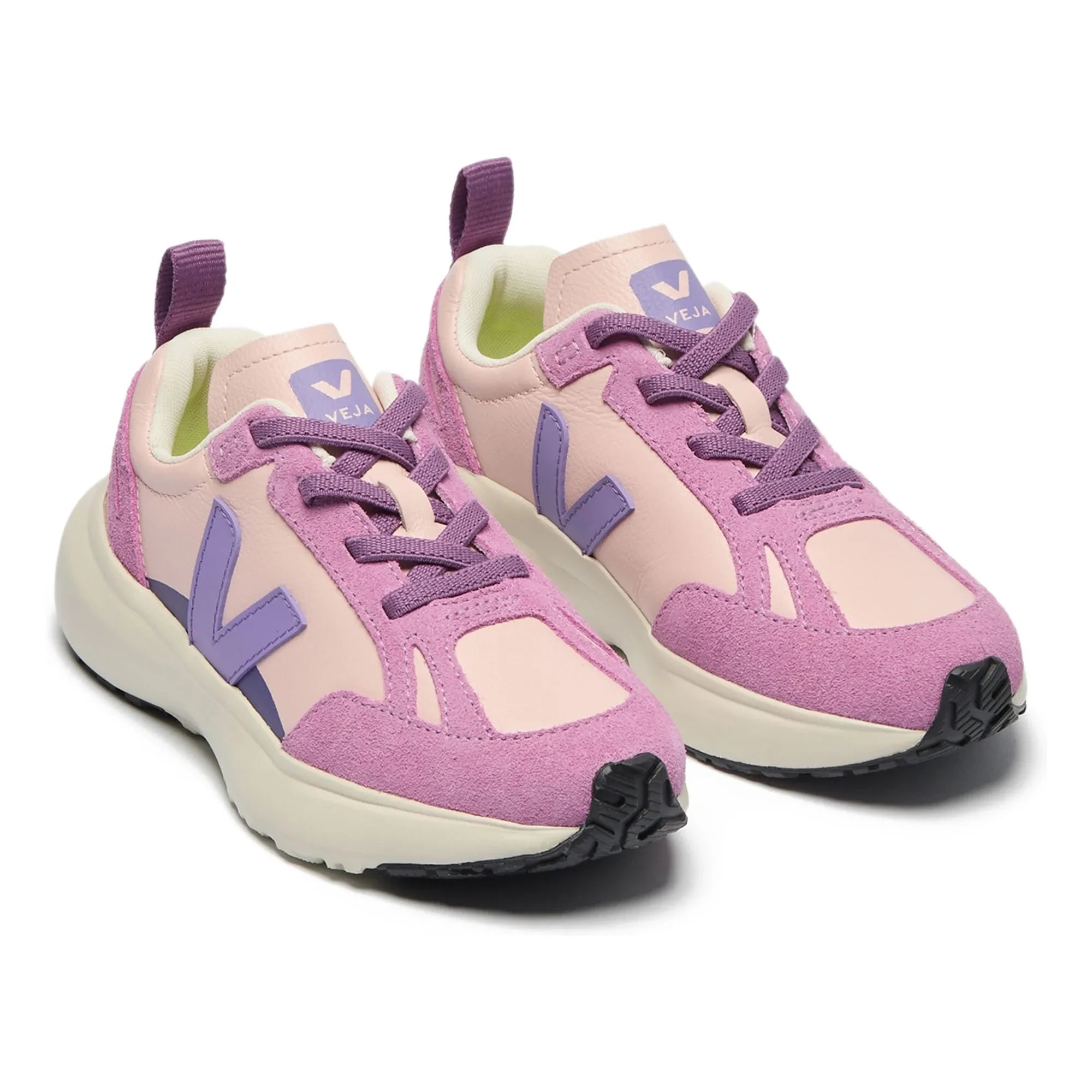 Veja - Zapatillas con cordones y encaje, Canary Small, piel abierta orgánica | Rosa