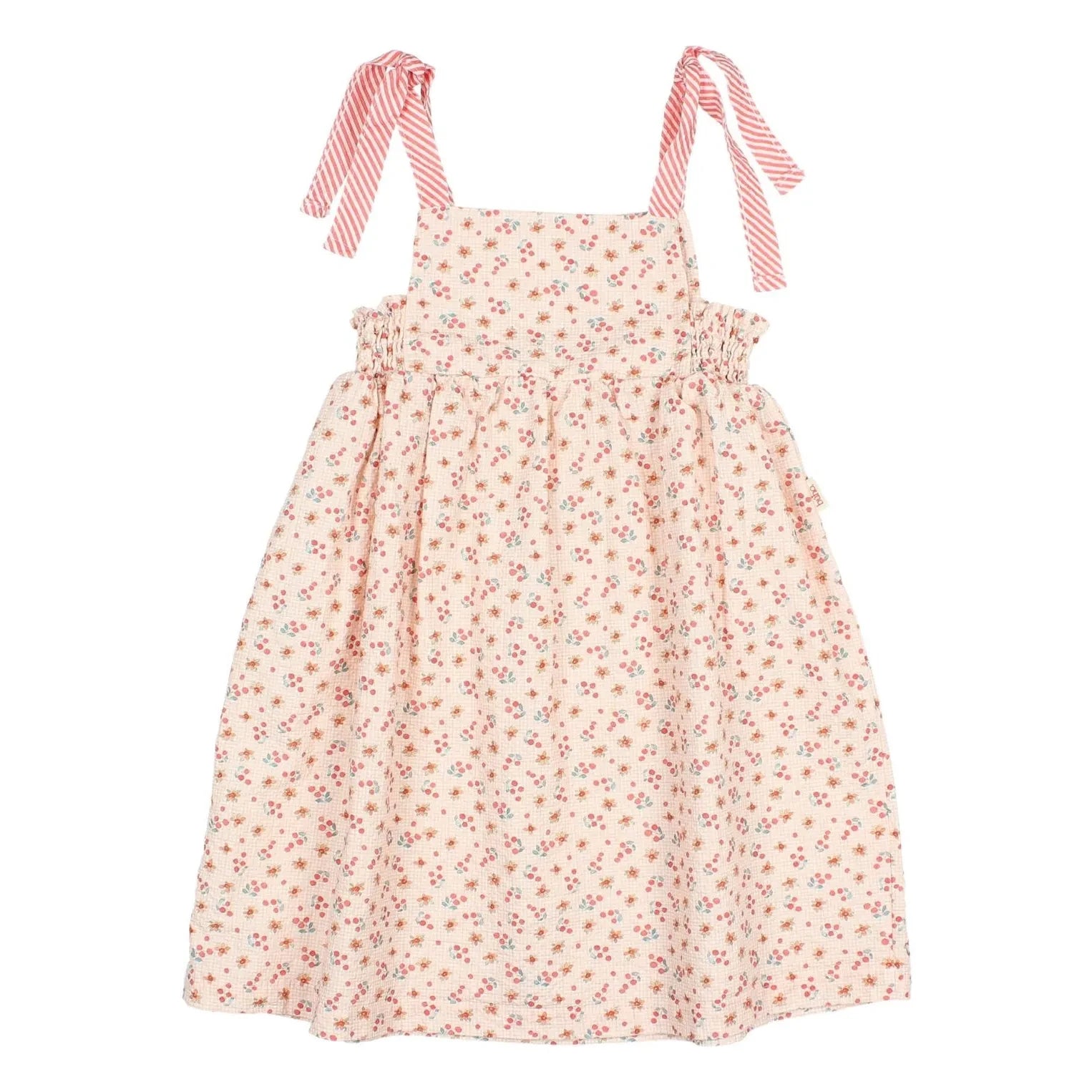 Búho - Vestido floral de seersucker con lazo | Melocotón