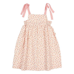 Búho - Vestido floral de seersucker con lazo | Melocotón