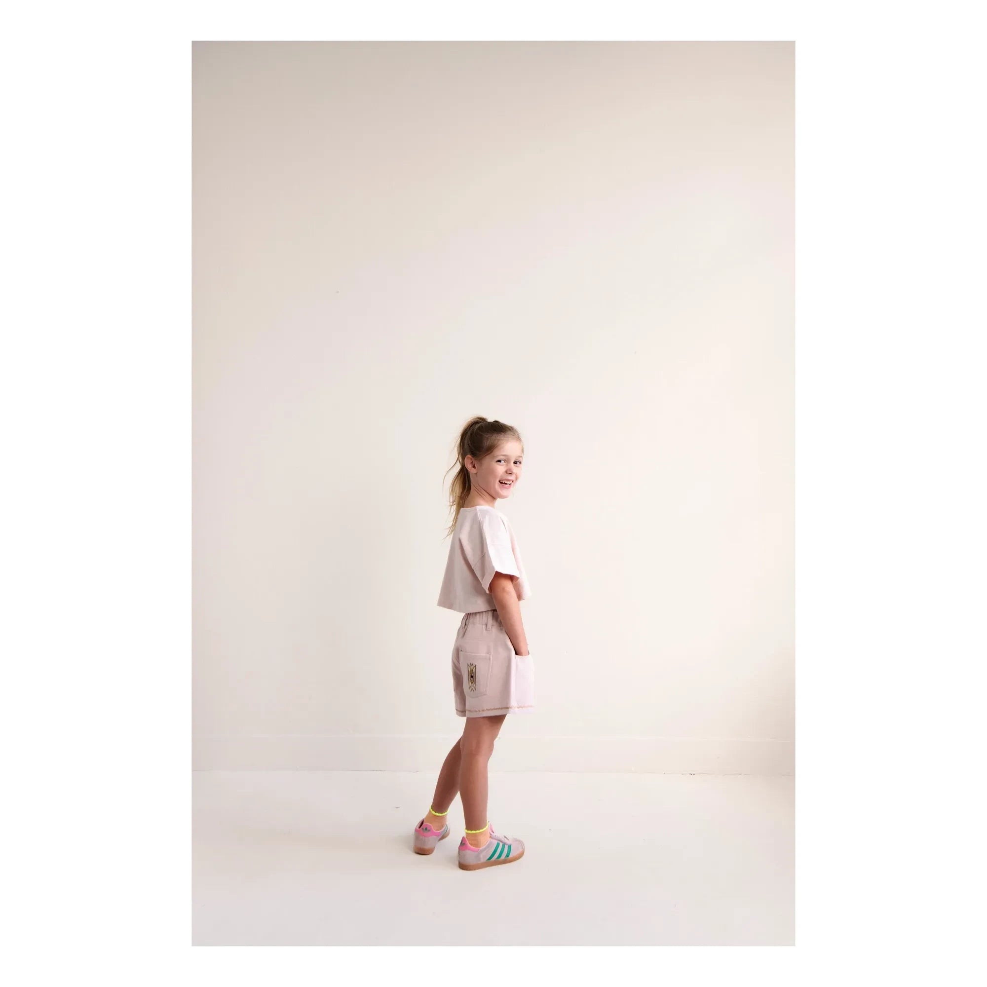 Jenest - Lizzy Yeah Crop Camiseta Algodón orgánico | Rosa pálido