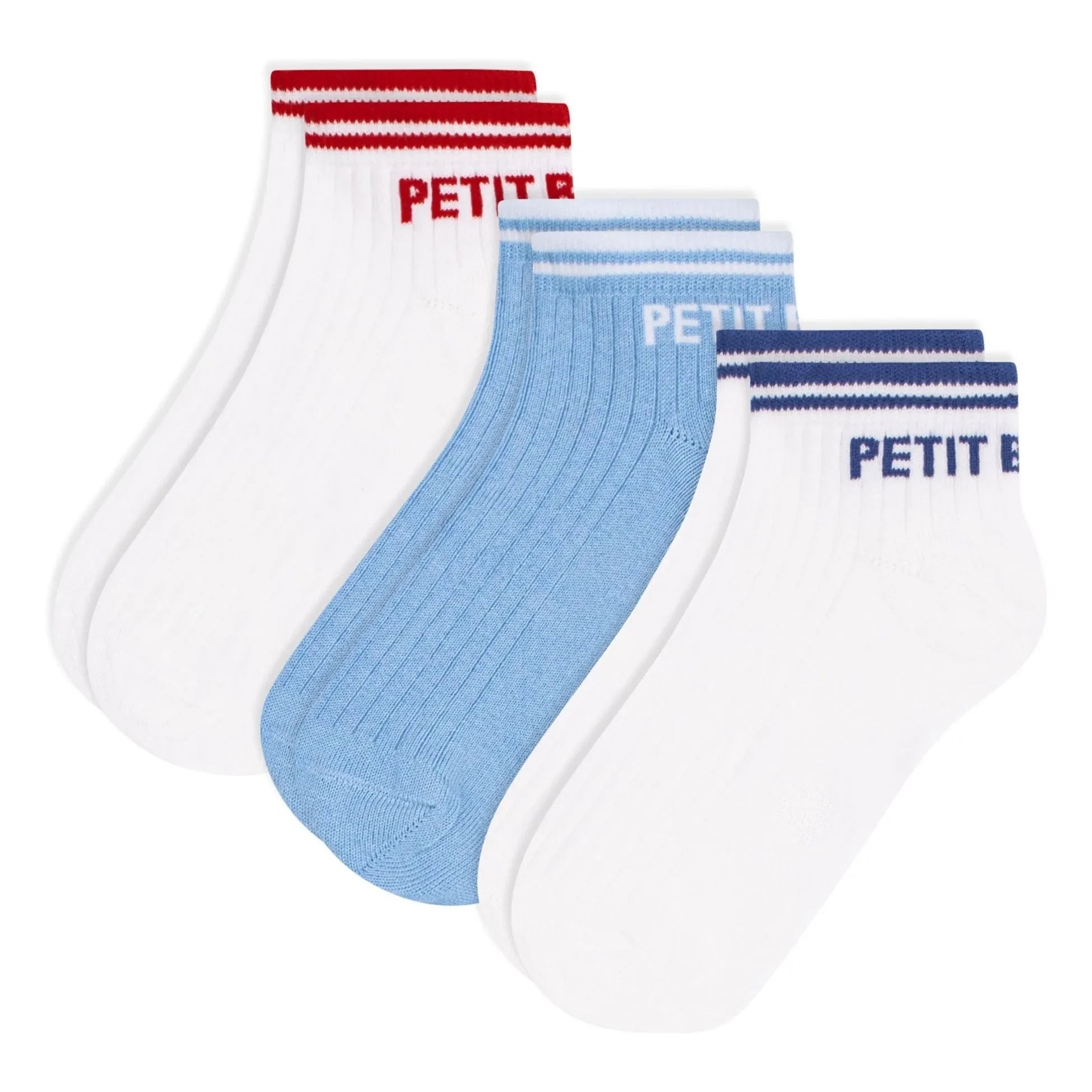 Petit Bateau - Set de 3 pares de calcetines deportivos tobilleros | Blanco