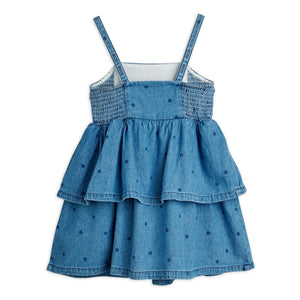 Mini Rodini - Vestido vaquero de lunares de algodón orgánico | Azul