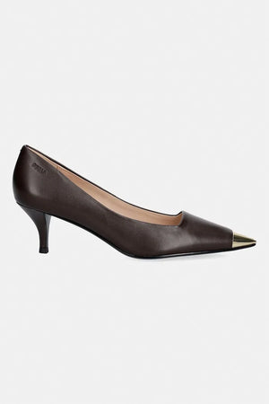 Zapatos de tacón de cuero con escote metálico Furla