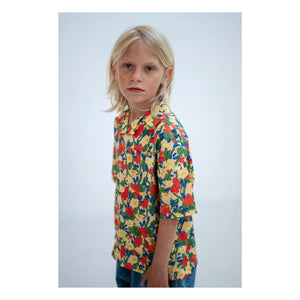 Repose AMS - Camisa de algodón orgánico Boxy Fleurie | Amarillo pálido