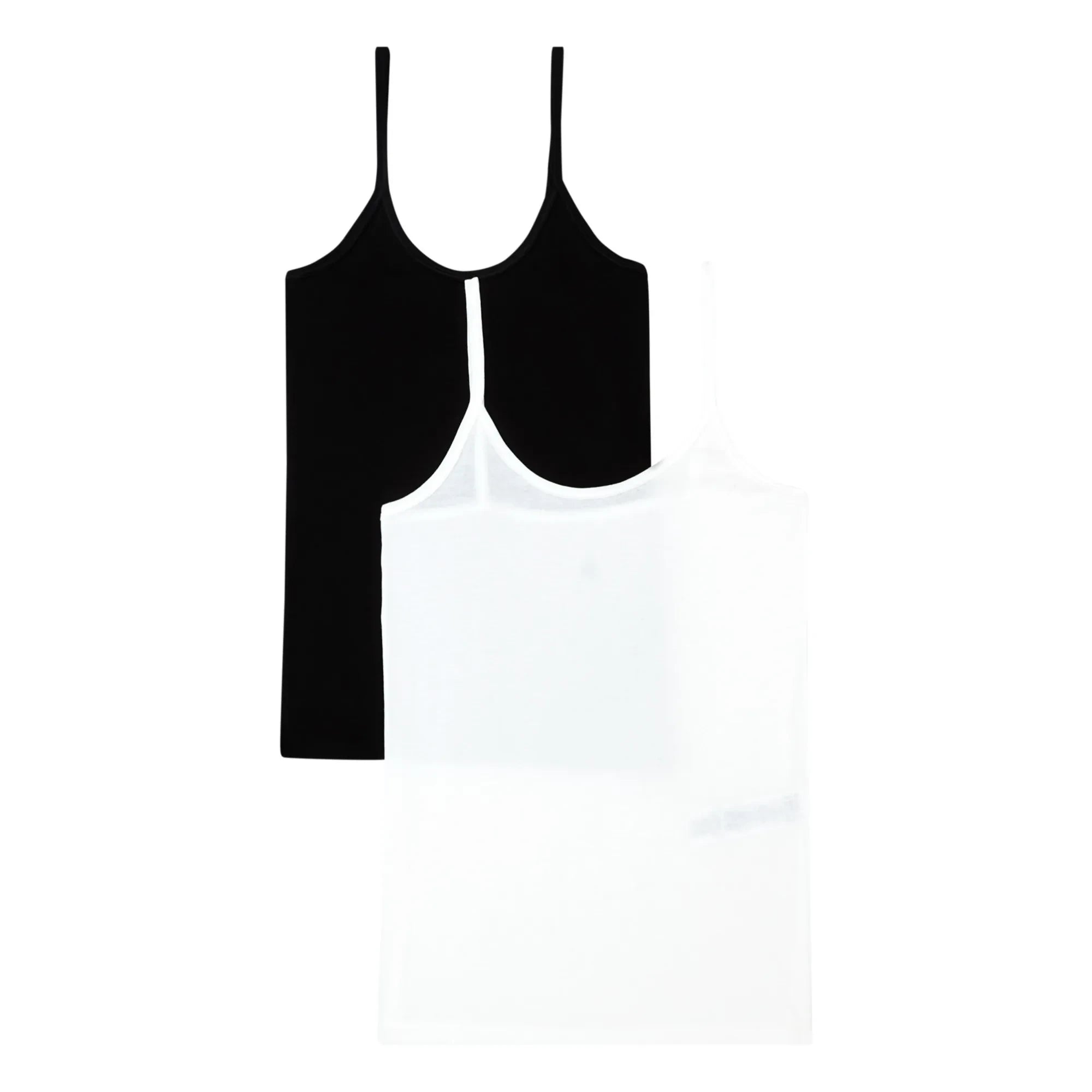 Petit Bateau - Conjunto de 2 camisetas de tirantes - Colección Mujer | Negro/Blanco