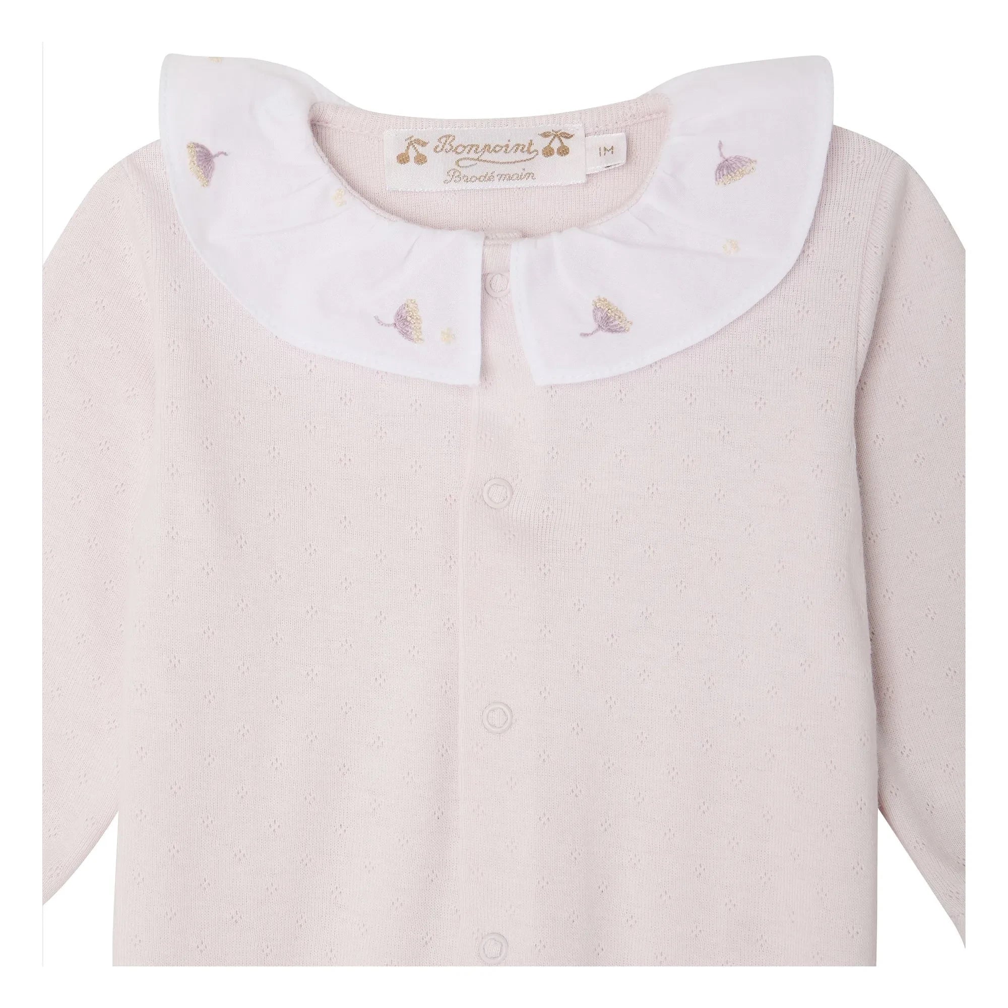 Bonpoint - Pijama de algodón orgánico Lintina Pointelle | Rosa claro