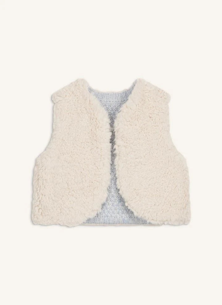 Louise Misha - Yolette Alpaca Chaqueta Reversible Sin Mangas | Azul claro