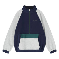 Cos I Said So - Sudadera de algodón orgánico con media cremallera y bloques de color | Gris