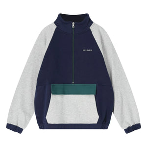 Cos I Said So - Sudadera de algodón orgánico con media cremallera y bloques de color | Gris