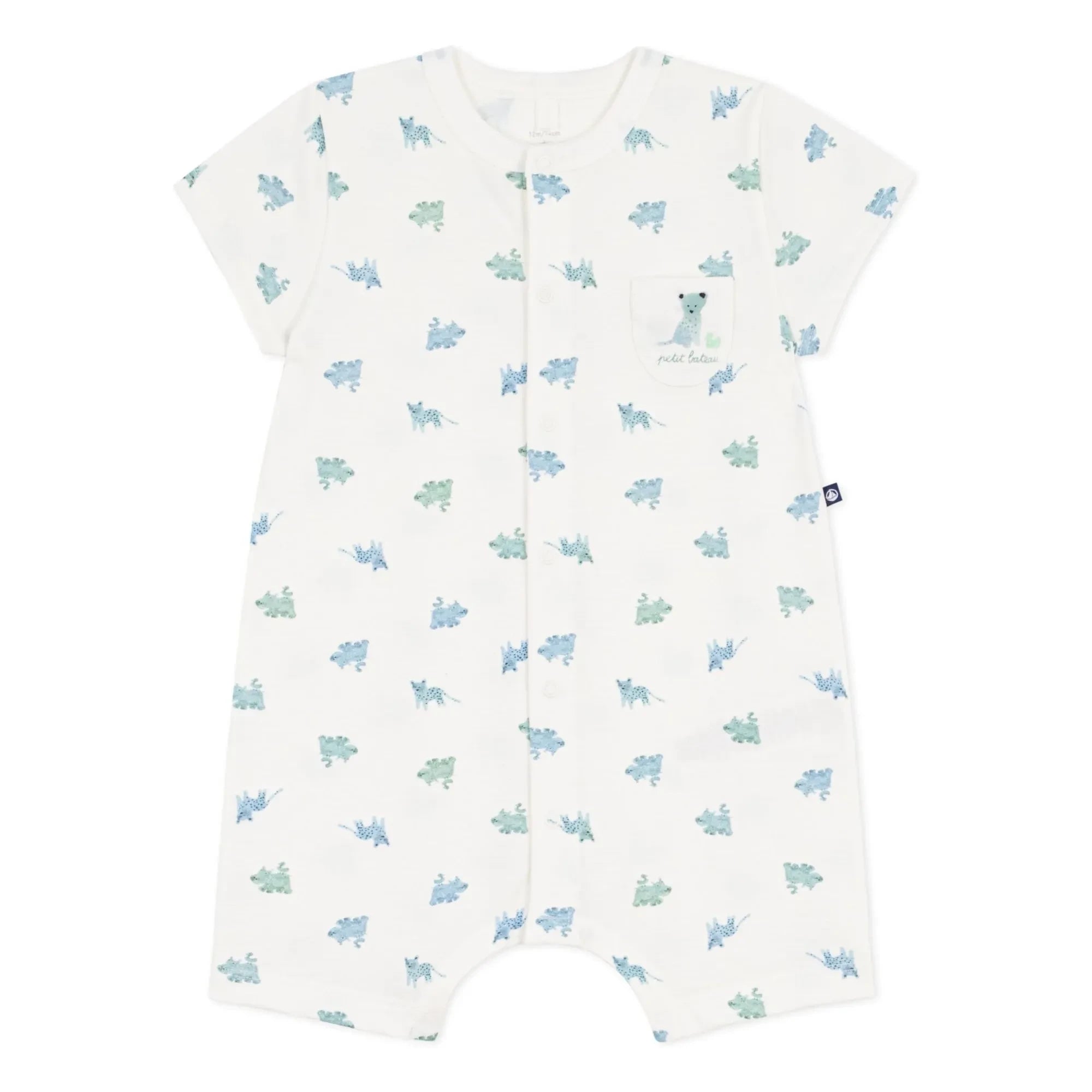 Petit Bateau - Mono de algodón orgánico con estampado de animales | Blanco