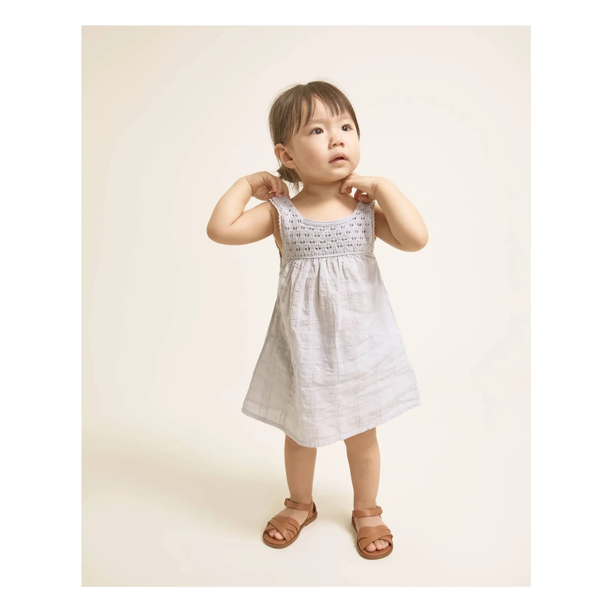 Búho - Vestido de algodón orgánico Lurex Boho | Azul pálido