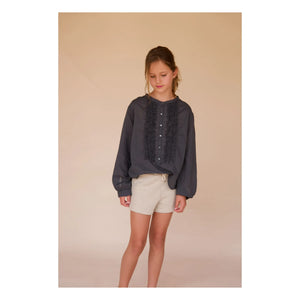 Longlivethequeen - Blusa fruncida | Azul noche