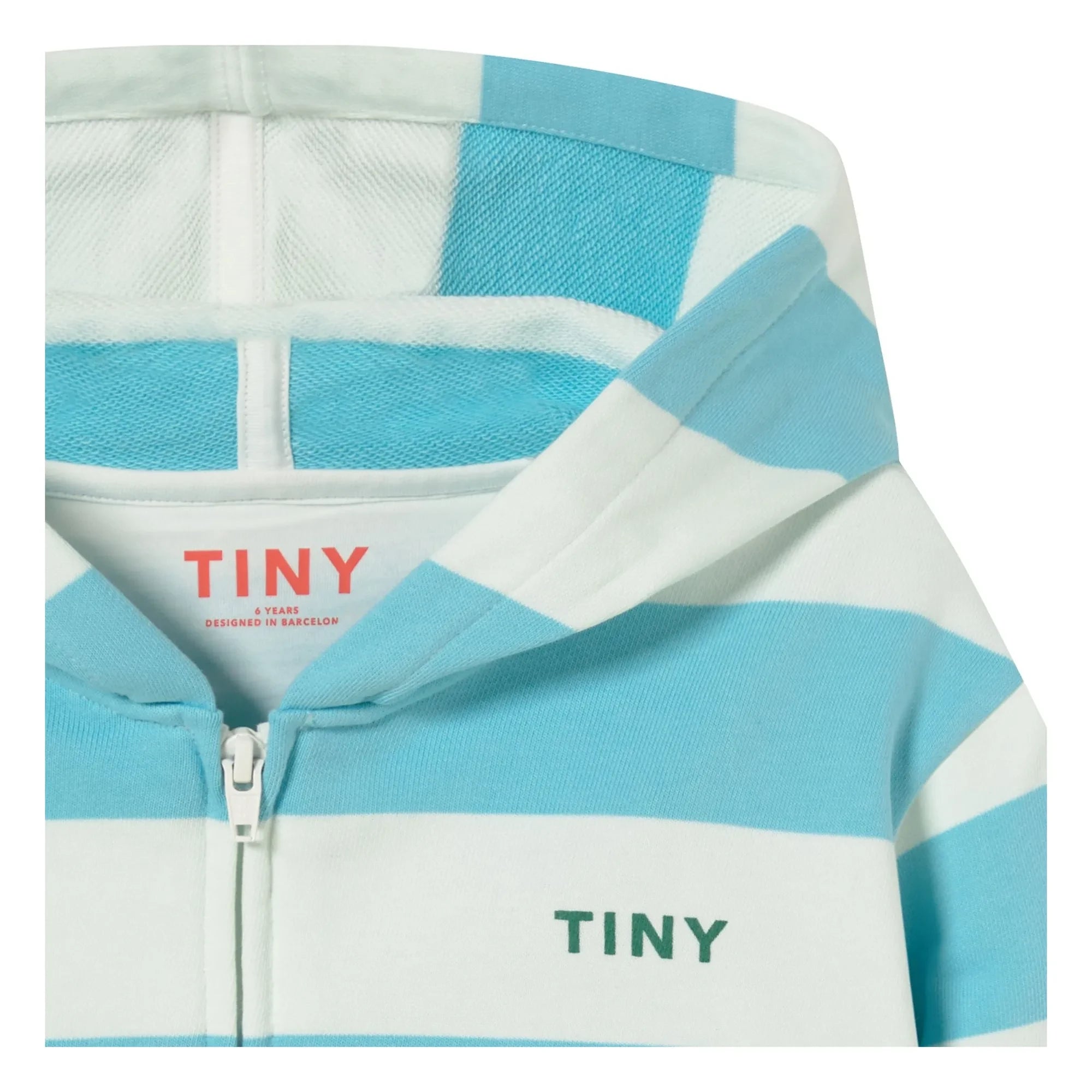 Tinycottons - Sudadera con capucha de algodón orgánico a rayas | Azul claro