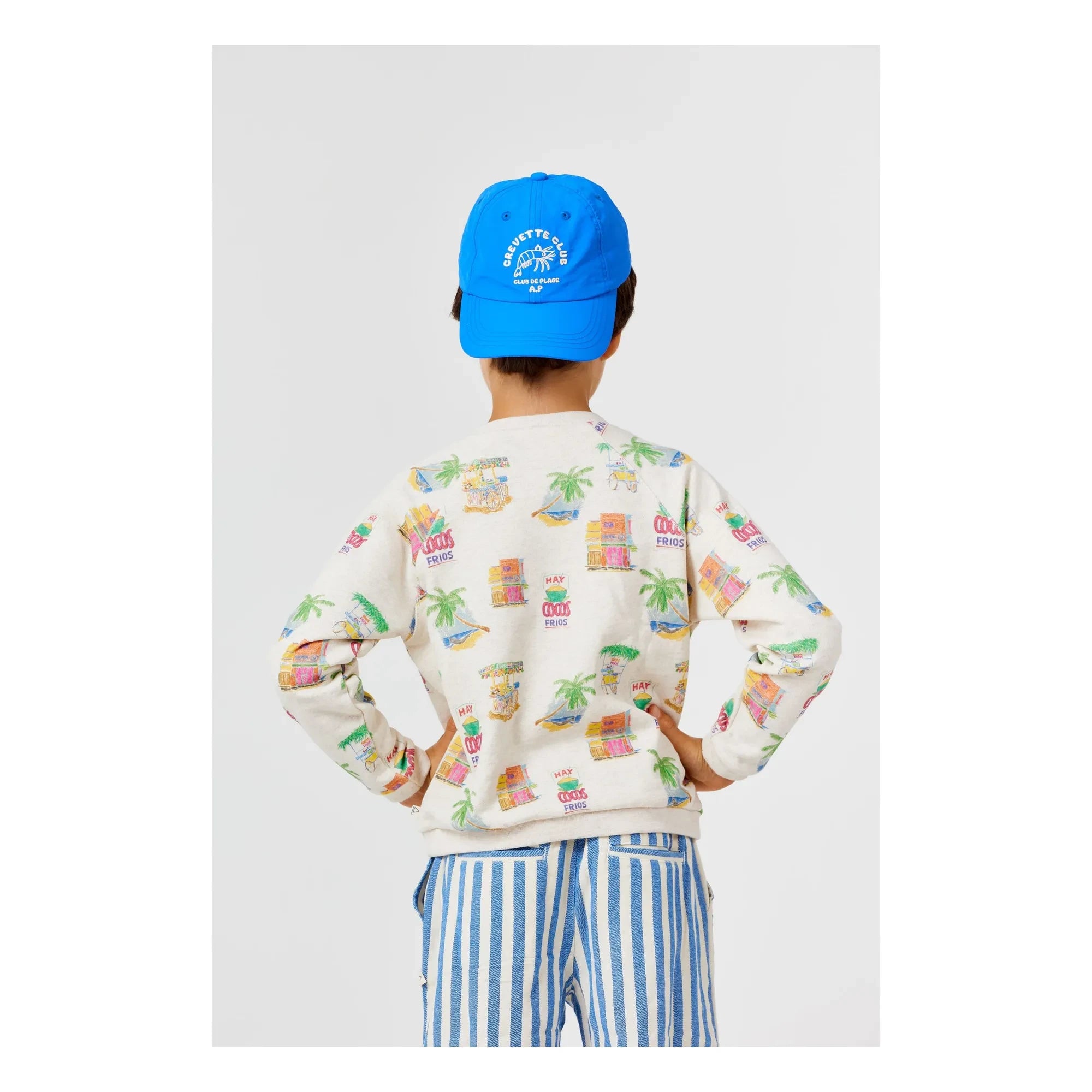 Arsène et Les Pipelettes - Sudadera de algodón orgánico con estampado de palmeras | Beige brezo