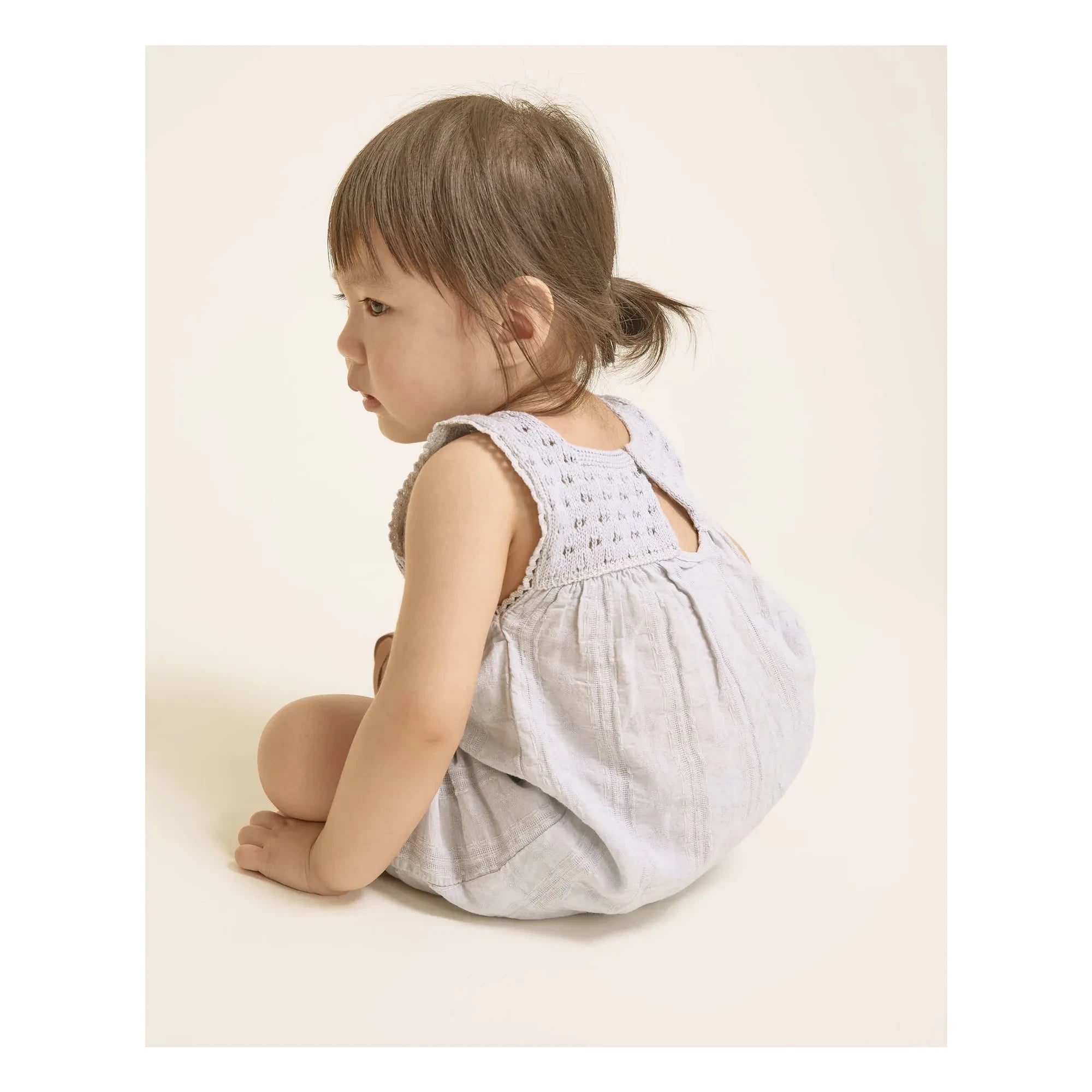 Búho - Vestido de algodón orgánico Lurex Boho | Azul pálido