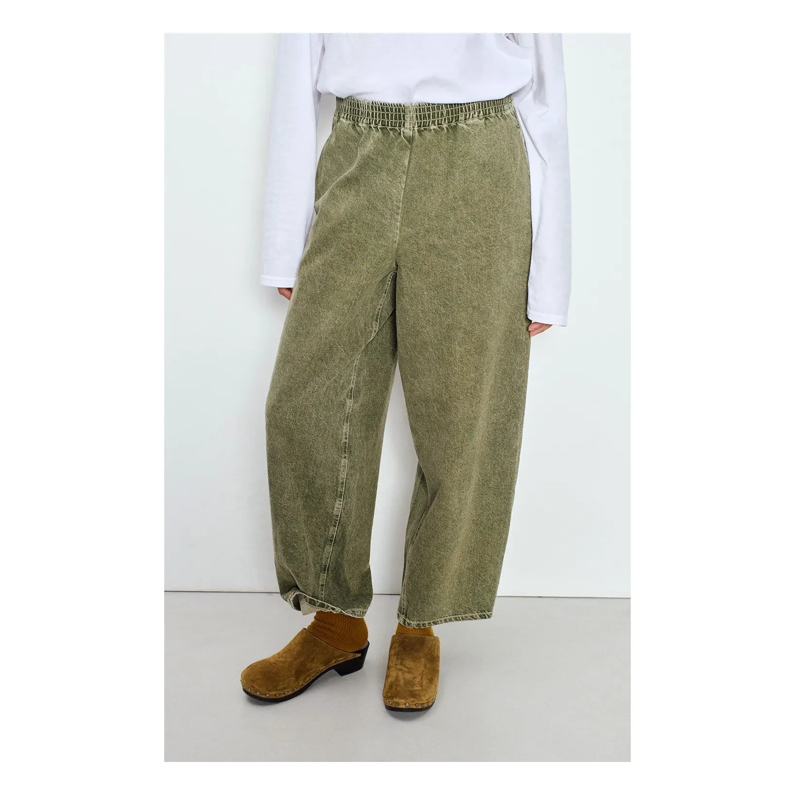 American Vintage - Pantalones de algodón carrot UZATOWN | Olive
