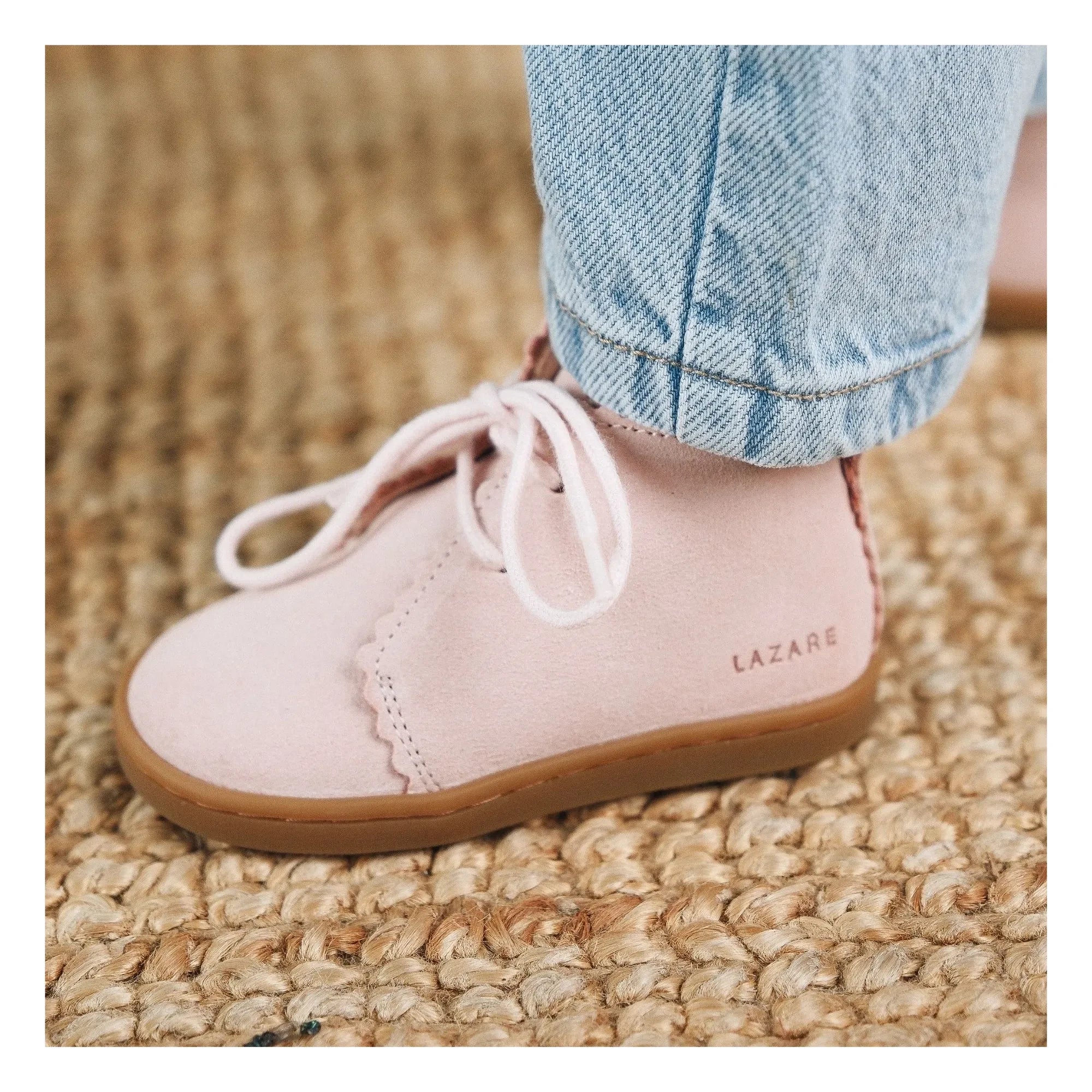 Zapatillas deportivas Lazare - Feston Raoul de ante con cordones | Rosa empolvado