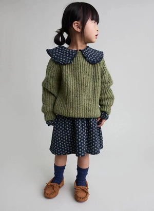 Búho - Vestido de Cuello Claudine de Algodón Orgánico Cottage | Azul Marino