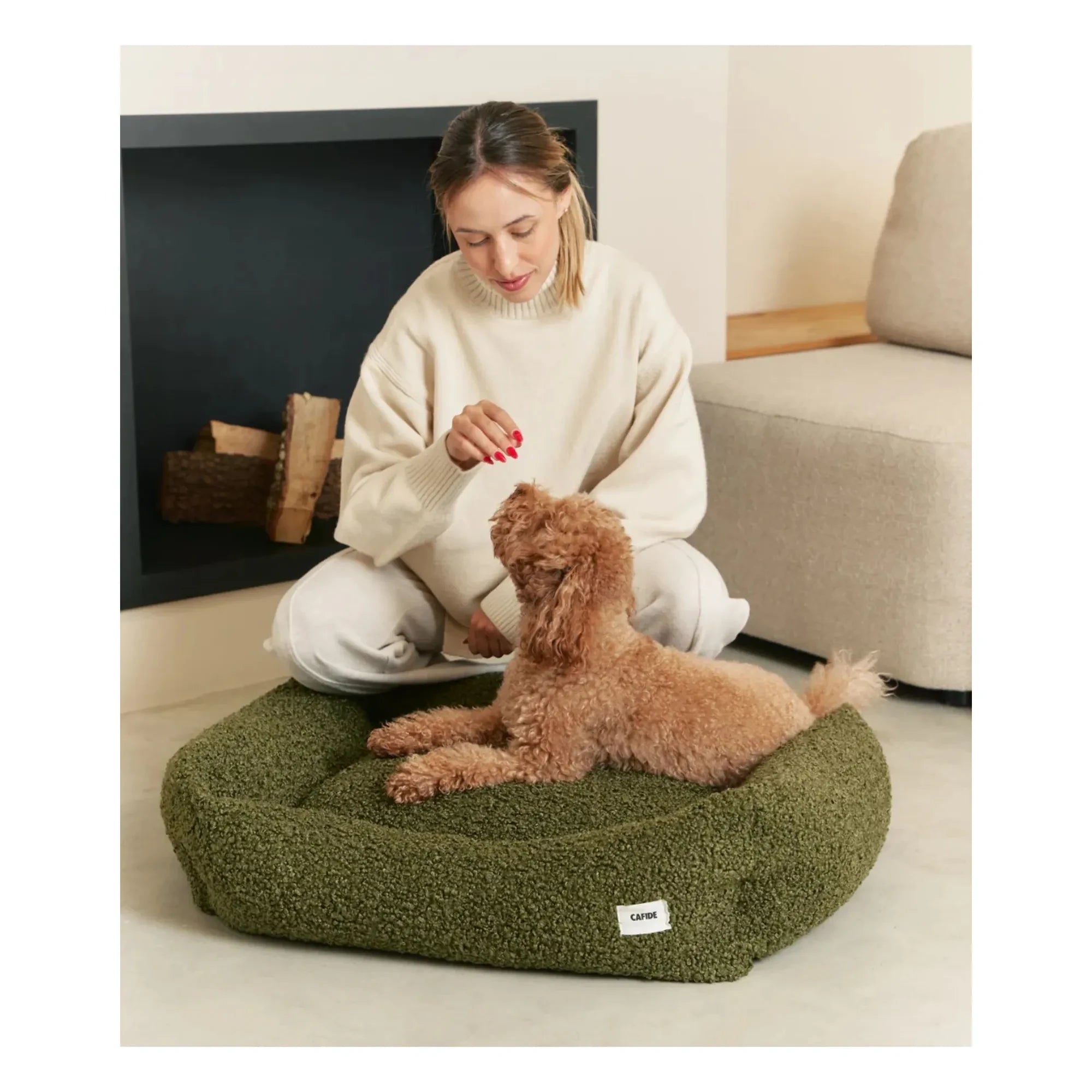 Cafide - Cama para perros Snozy de felpa | Verde