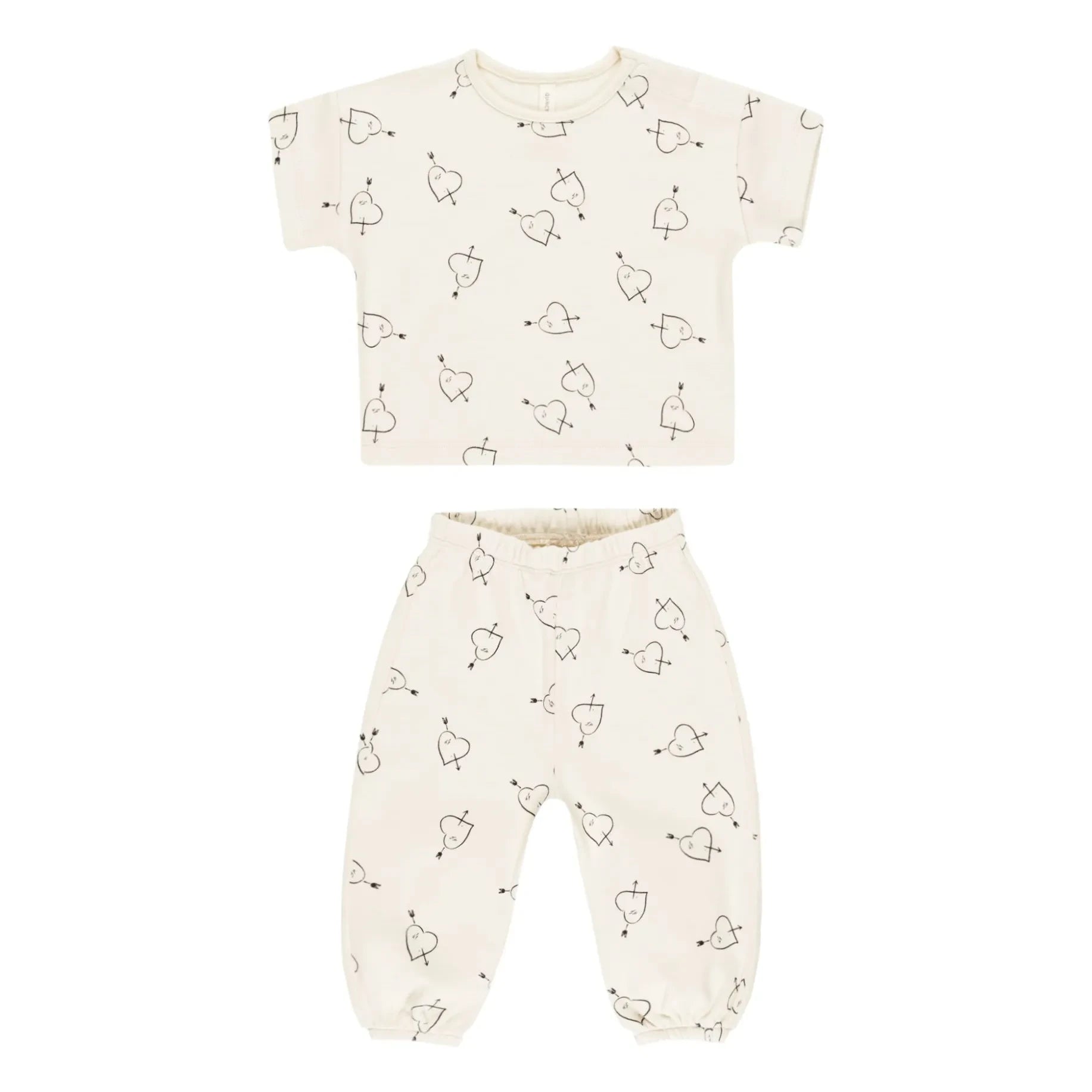 Quincy Mae - Camiseta y pantalón con corazones | Crudo