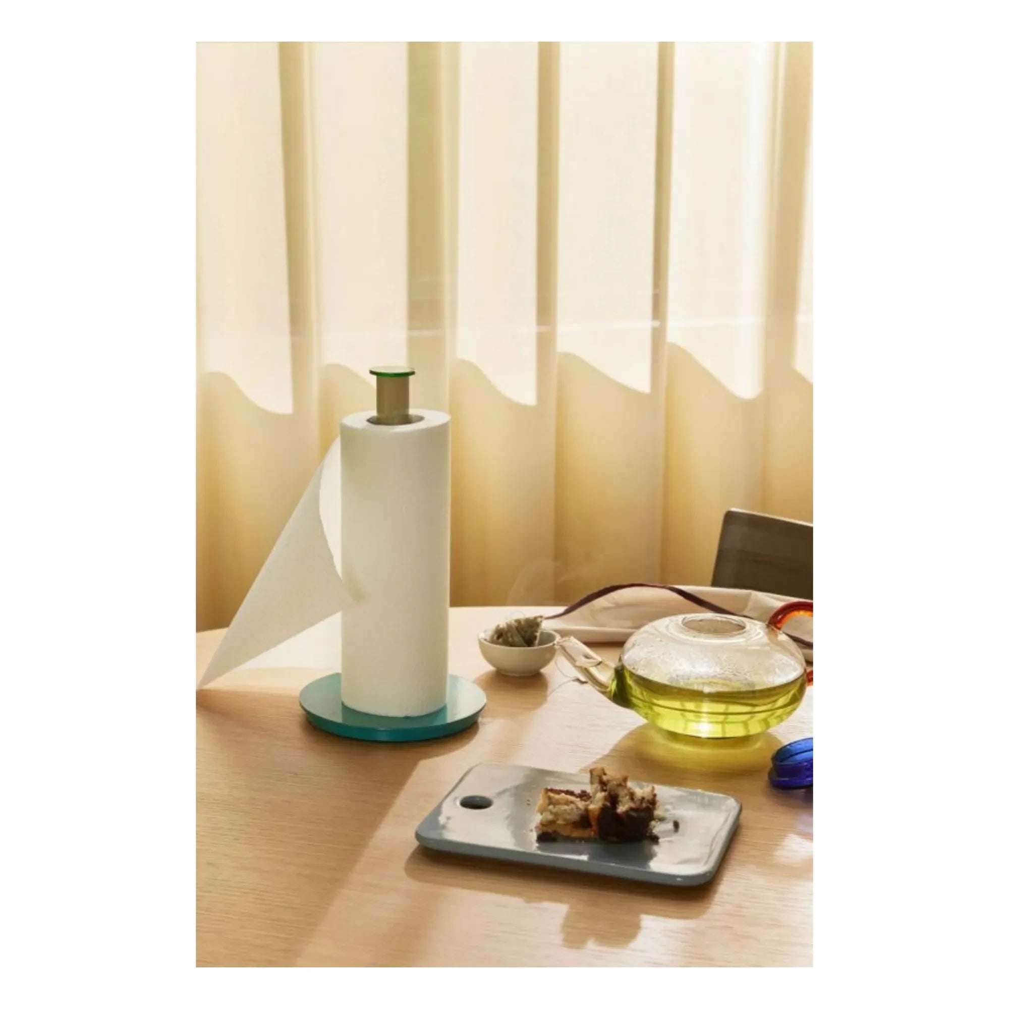 Hübsch - Soporte para papel de cocina | Azul pavo real