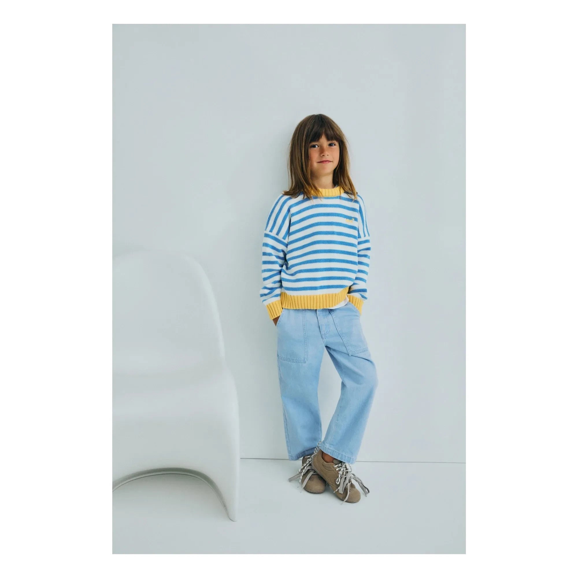 the new society - Jersey Rayado Marigold | Azul Claro