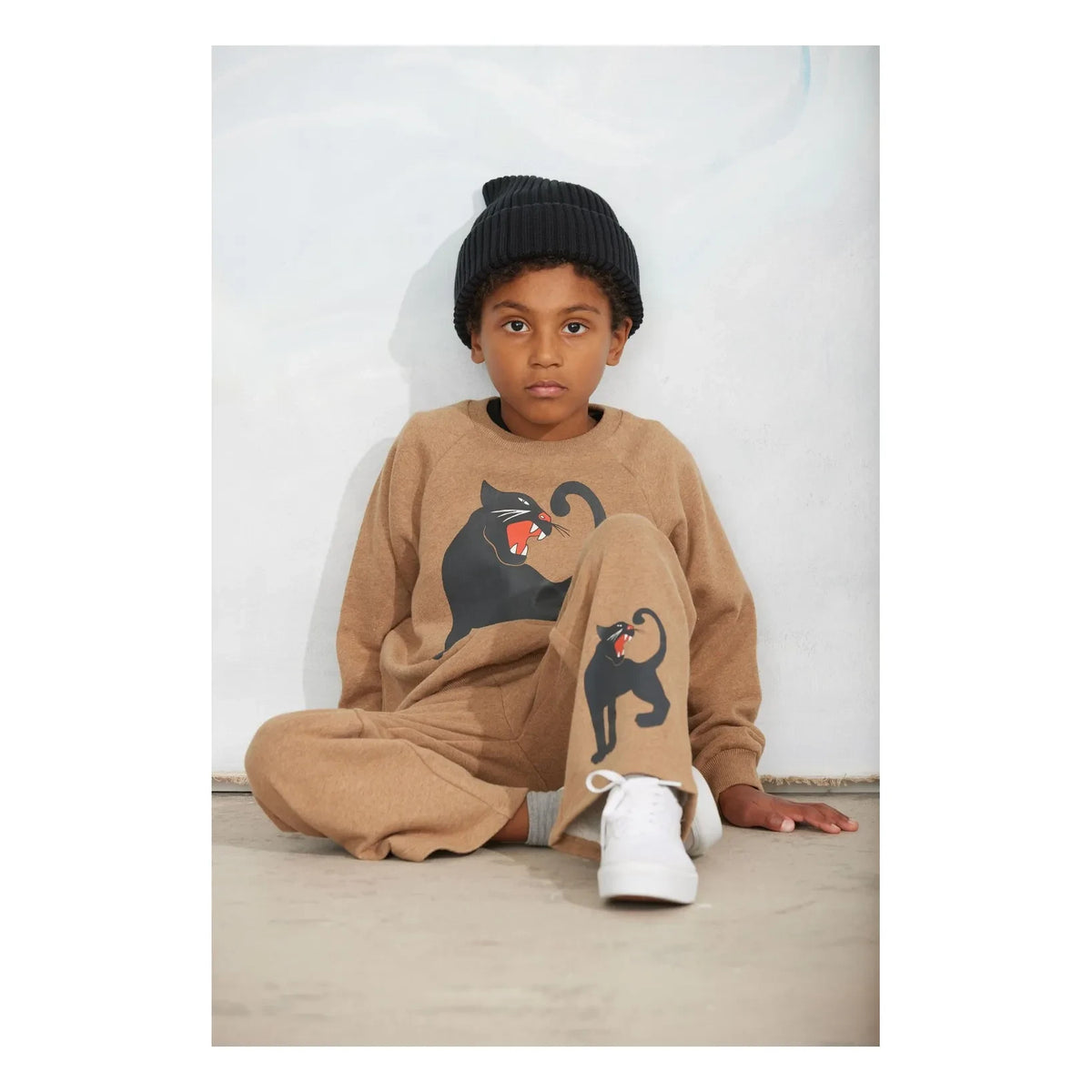 Mini Rodini - Panther organik pamuk sweatshirt | Kahverengi