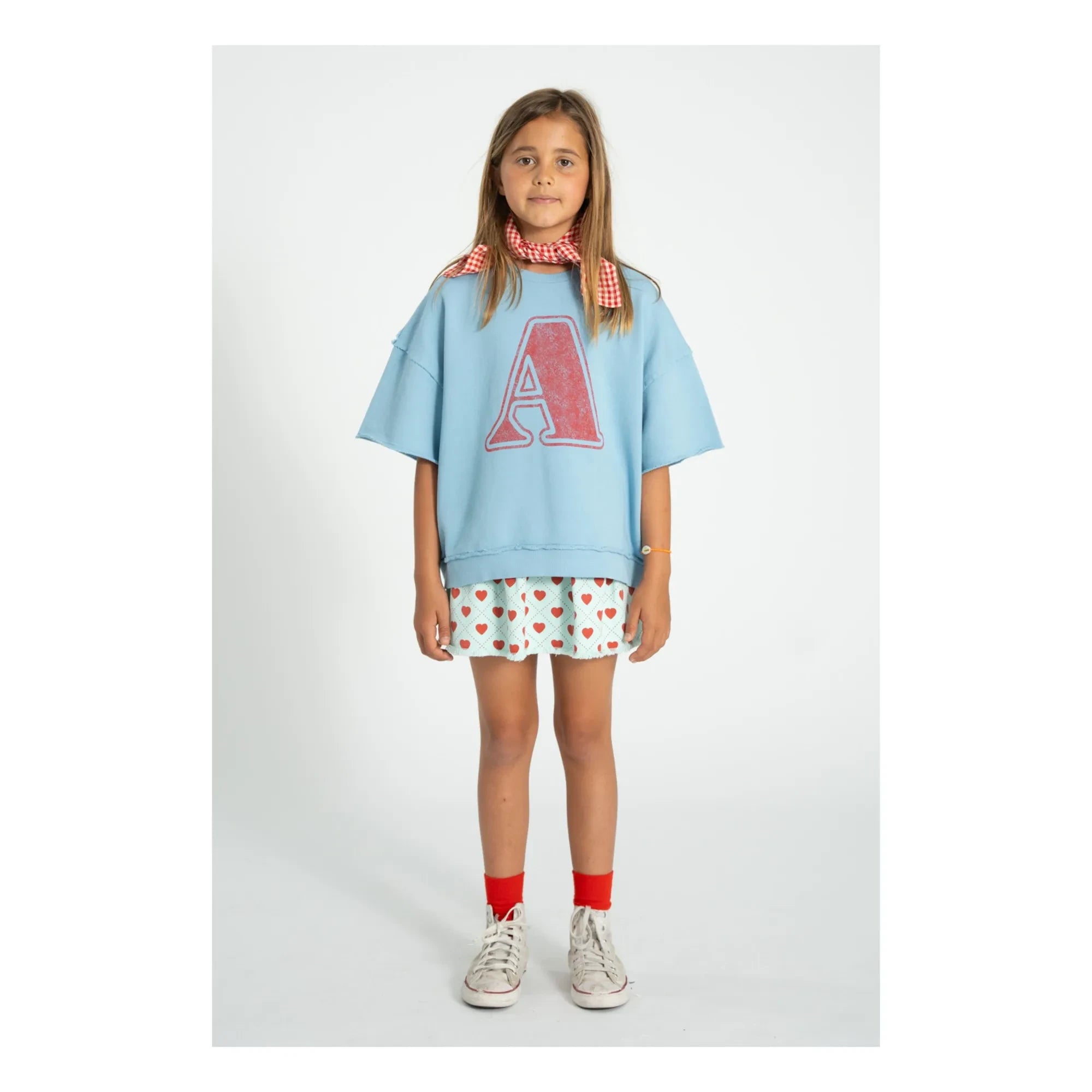 Piupiuchick - Falda Corazón Twill Azul Claro