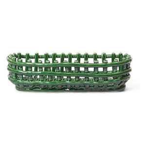 Ferm Living - Cesto oval de cerámica | Verde esmeralda
