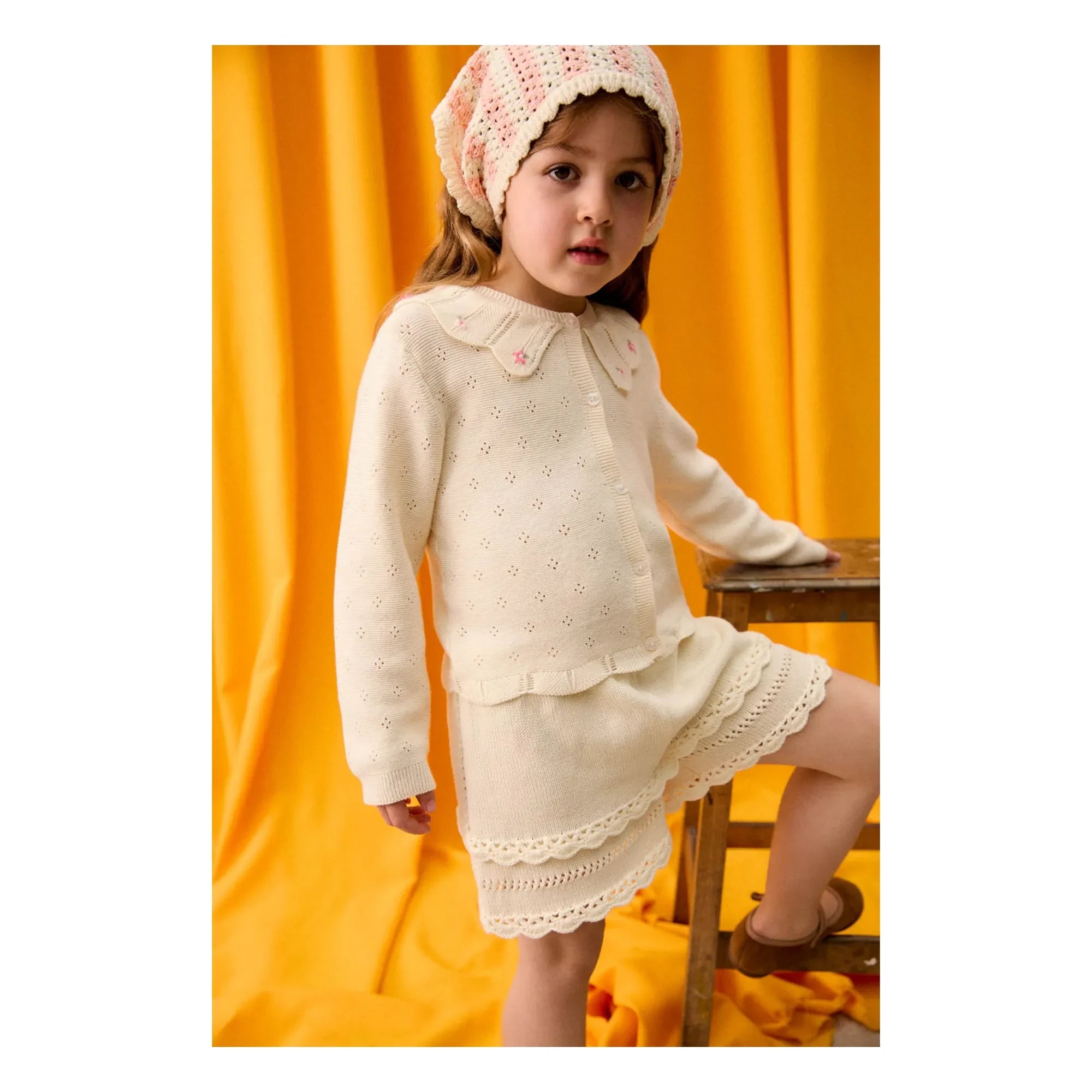 Louise Misha - Pantalones Cortos Perforados con Rejilla Mekylane | Crema